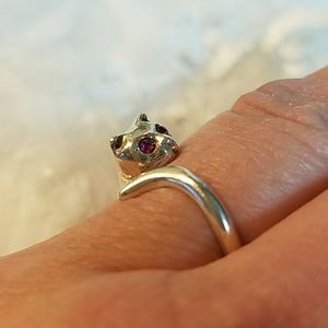 Sterling Silver Ruby Cat Ring